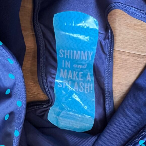 NWT Spanx Flirty Skirted Swim Bottom Size 8 Navy Splash Polka Dot Print 2680 - Picture 9 of 12